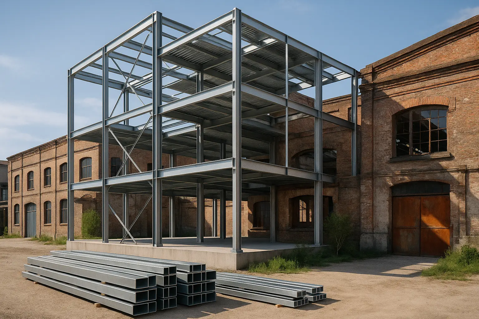 <strong>Structure métallique réutilisée</strong> dans un bâtiment industriel à Paris