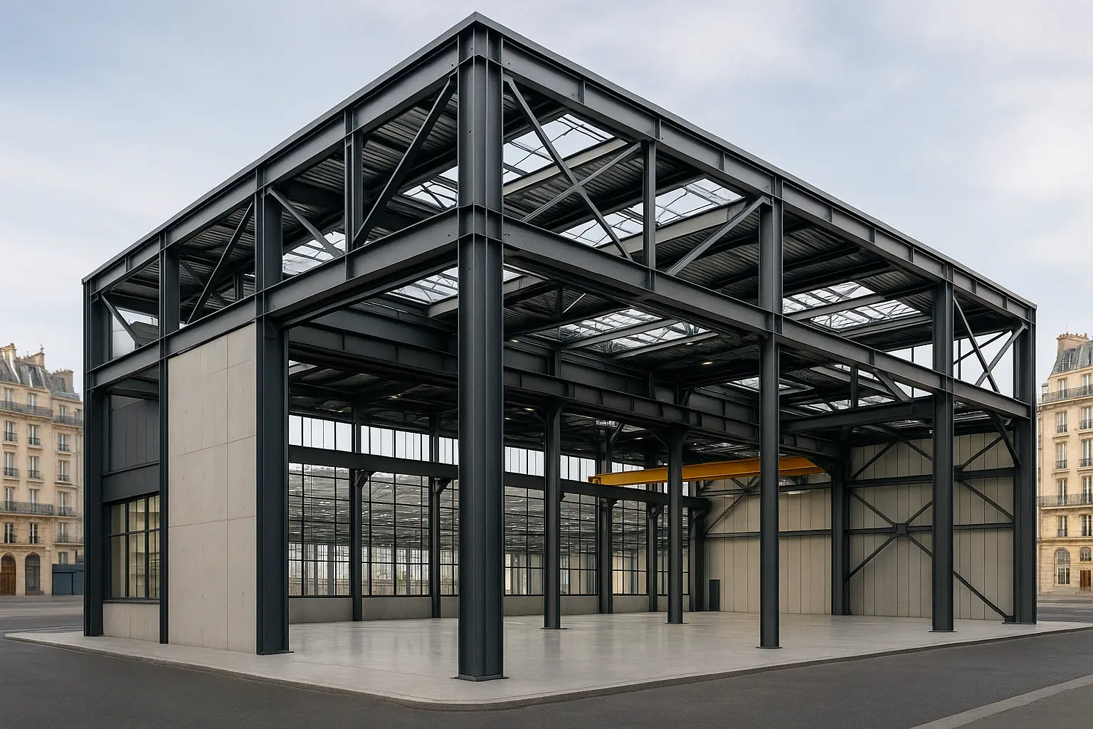 Illustration d'une structure métallique industrielle à Paris