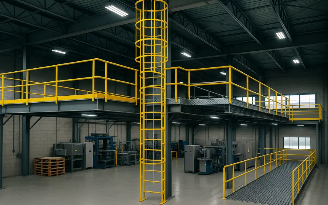 securite industrielle multi niveaux avec echelle a cages