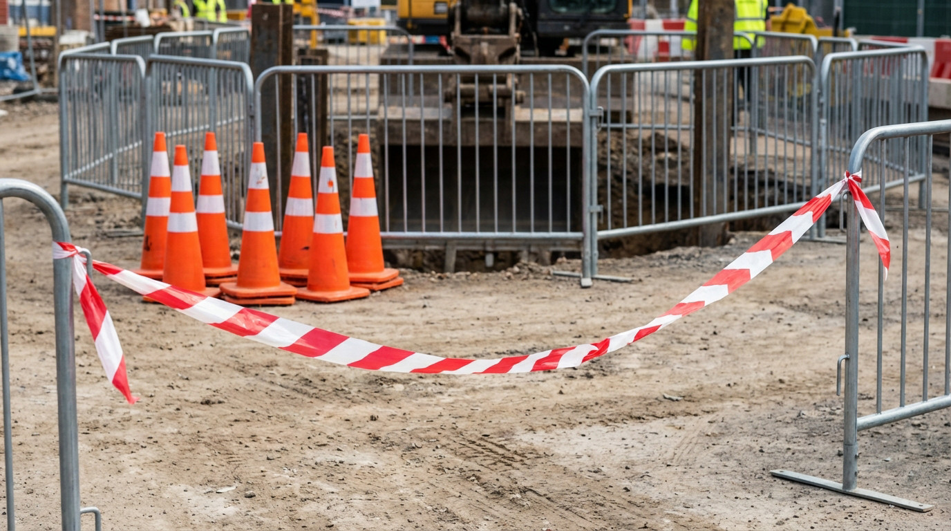 Comparaison équipements balisage chantier : rubalise, cônes et barrières