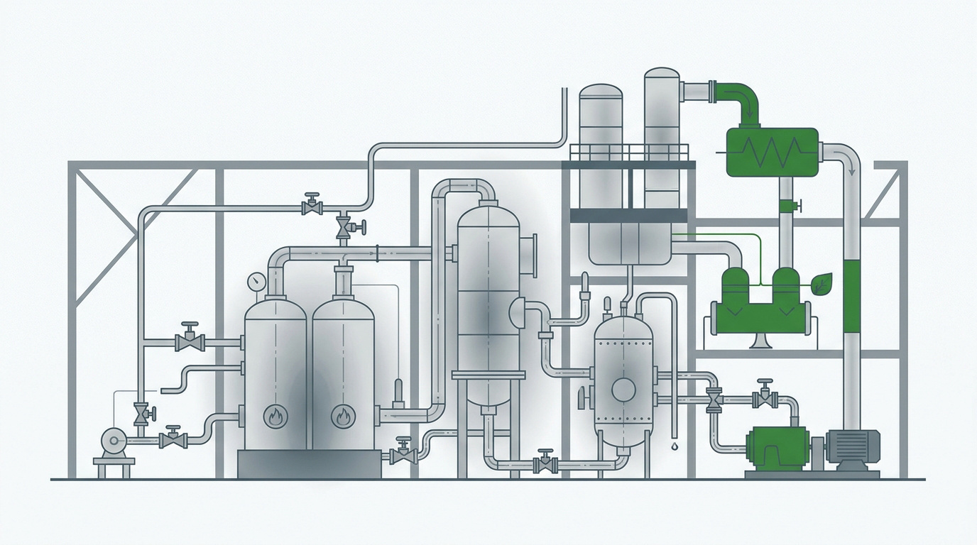 Schéma technique d'une installation industrielle optimisée pour l'efficacité énergétique