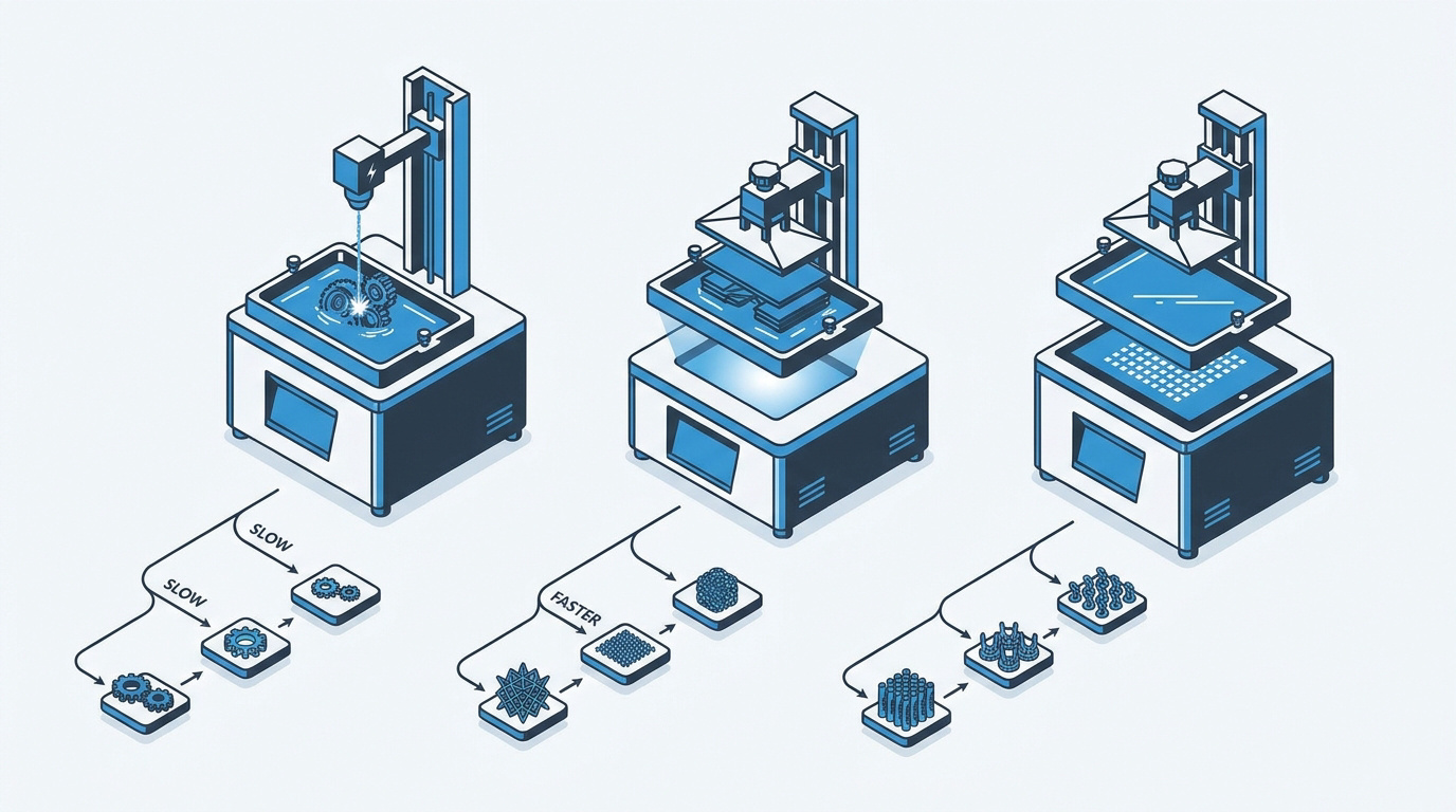 Comparaison des technologies d'impression 3D résine SLA DLP et MSLA pour l'industrie